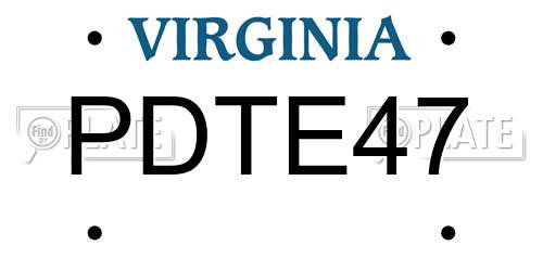 PDTE47 Virginia License Plate