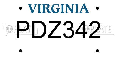 PDZ342 Virginia License Plate