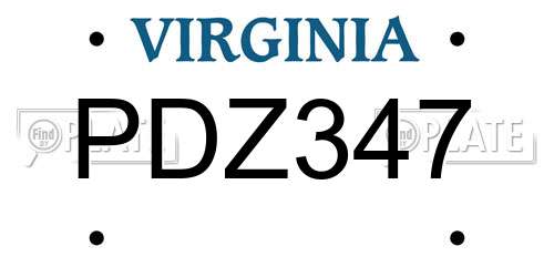 PDZ347 Virginia License Plate