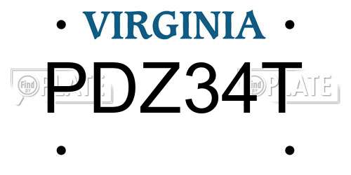 PDZ34T Virginia License Plate