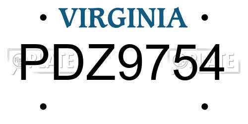 PDZ9754 Virginia License Plate