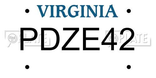 PDZE42 Virginia License Plate