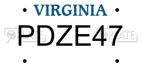 PDZE47 Virginia License Plate