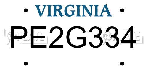 PE2G334 Virginia License Plate