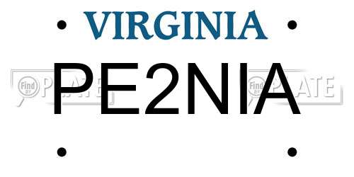 PE2NIA Virginia License Plate