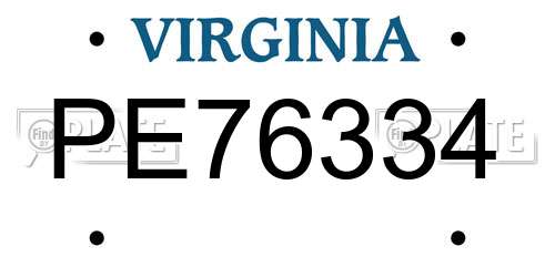 PE76334 Virginia License Plate