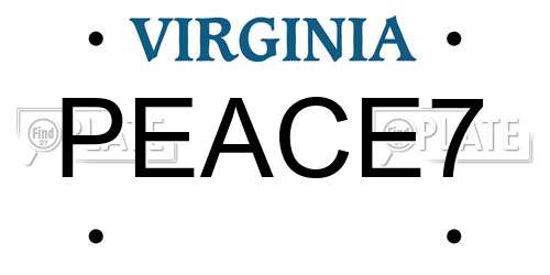 PEACE7 Virginia License Plate