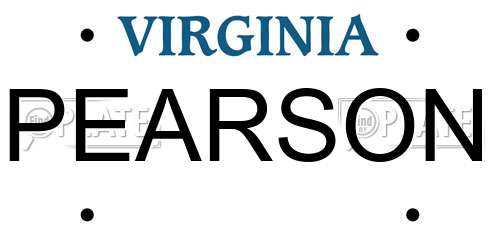 PEARSON Virginia License Plate