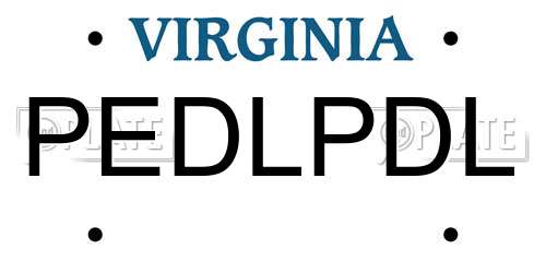 PEDLPDL Virginia License Plate
