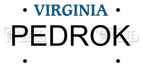 PEDROK Virginia License Plate