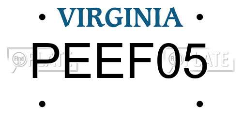 PEEF05 Virginia License Plate
