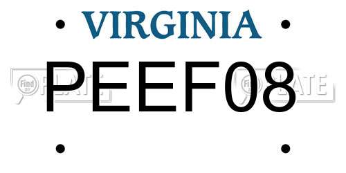PEEF08 Virginia License Plate