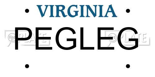 PEGLEG Virginia License Plate