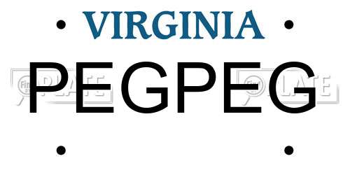 PEGPEG Virginia License Plate