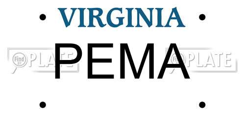 PEMA Virginia License Plate