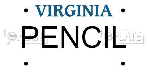PENCIL Virginia License Plate