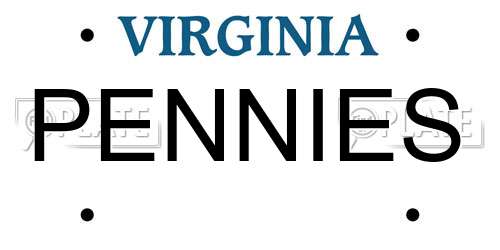 PENNIES Virginia License Plate