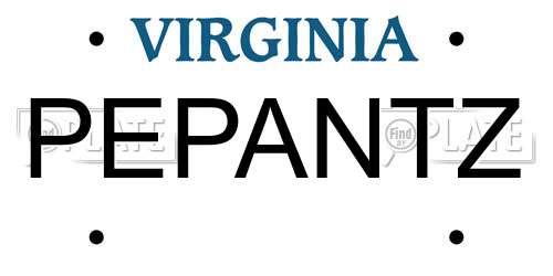 PEPANTZ Virginia License Plate