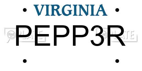 PEPP3R Virginia License Plate