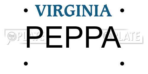 PEPPA Virginia License Plate