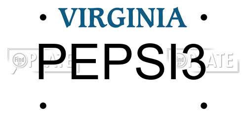 PEPSI3 Virginia License Plate