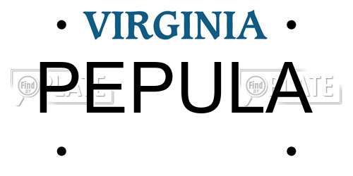 PEPULA Virginia License Plate