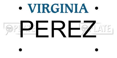 PEREZ Virginia License Plate