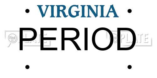 PERIOD Virginia License Plate
