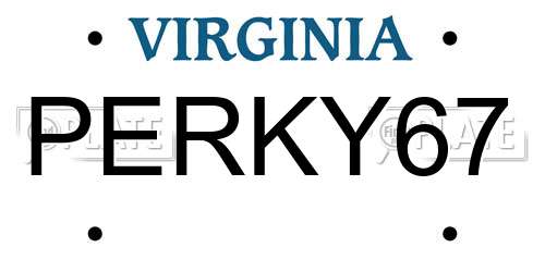 PERKY67 Virginia License Plate