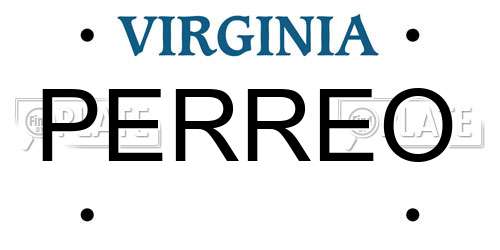 PERREO Virginia License Plate