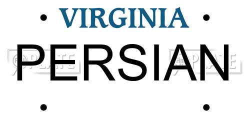 PERSIAN Virginia License Plate