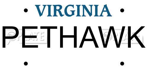 PETHAWK Virginia License Plate
