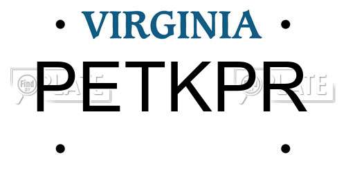 PETKPR Virginia License Plate