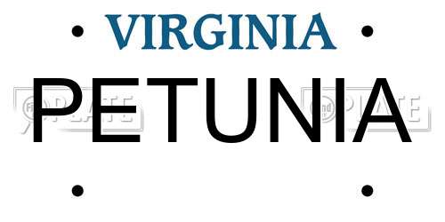 PETUNIA Virginia License Plate