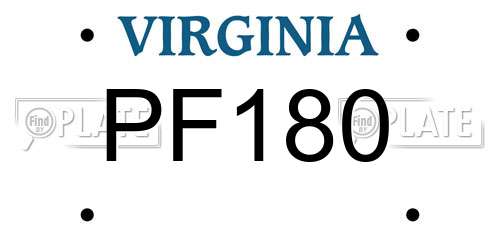 PF180 Virginia License Plate