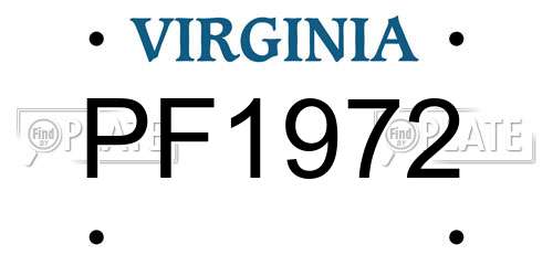 PF1972 Virginia License Plate