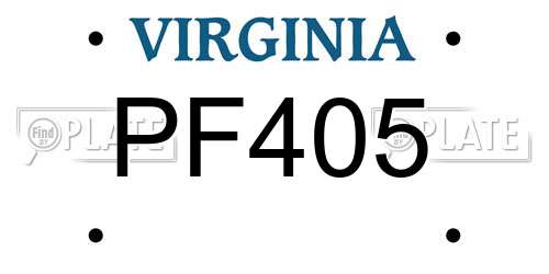 PF405 Virginia License Plate
