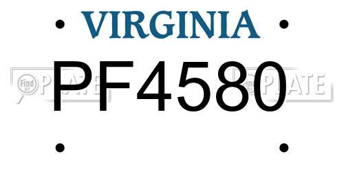 PF4580 Virginia License Plate