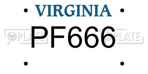 PF666 Virginia License Plate