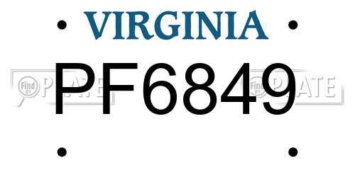 PF6849 Virginia License Plate