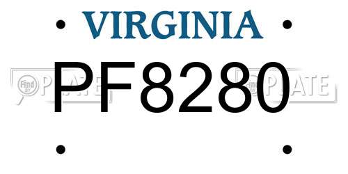 PF8280 Virginia License Plate