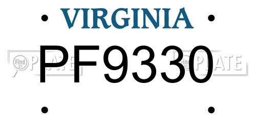 PF9330 Virginia License Plate