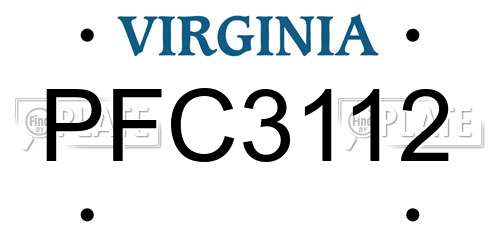 PFC3112 Virginia License Plate