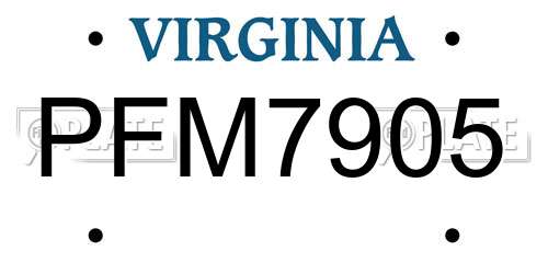 PFM7905 Virginia License Plate
