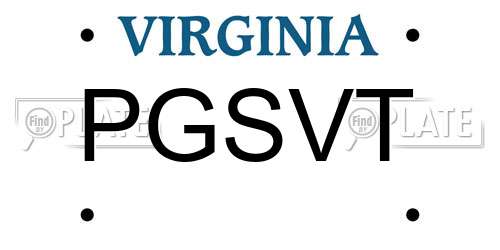 PGSVT Virginia License Plate