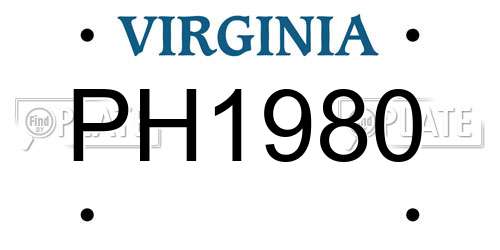 PH1980 Virginia License Plate