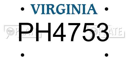 PH4753 Virginia License Plate