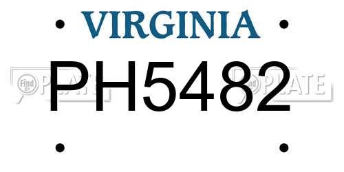PH5482 Virginia License Plate