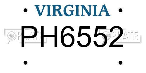 PH6552 Virginia License Plate