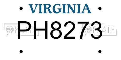 PH8273 Virginia License Plate
